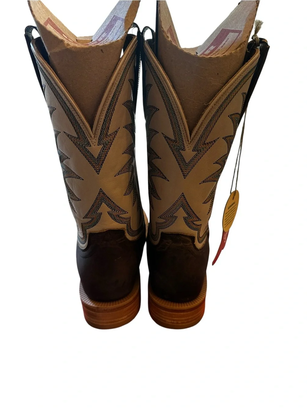 NWT Hyer Le Roy HM11031 Ranch Cowboy Boots Men’s 9.5D Brown Bone Square Toe $369 - Picture 4 of 10